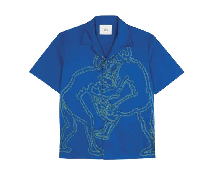 Arte stripe-print button-down shirt Grün Blue SS24-125S