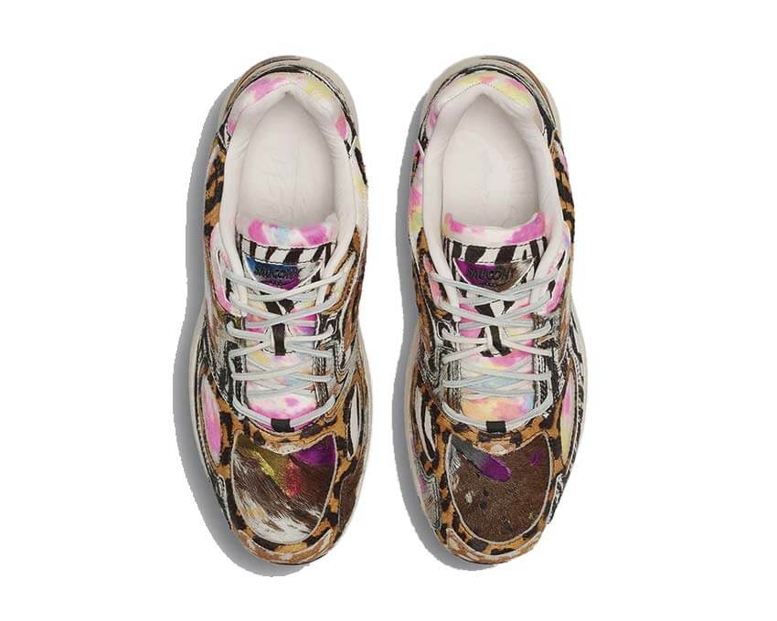 Saucony x Westside Gunn Grid Jazz 9 "Awesome Gods" - vue de dessus avec lacets cuir façon mocassin