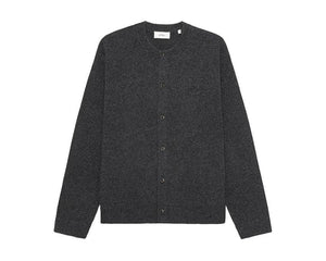 Les Deux Knitted Roundneck Cardigan "Charcoal Melange" - cardigan homme