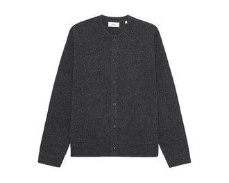 Les Deux Knitted Roundneck Cardigan "Charcoal Melange" - cardigan homme