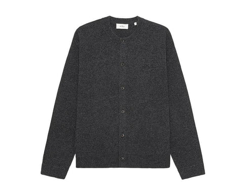 Les Deux Knitted Roundneck Cardigan "Charcoal Melange" - cardigan homme