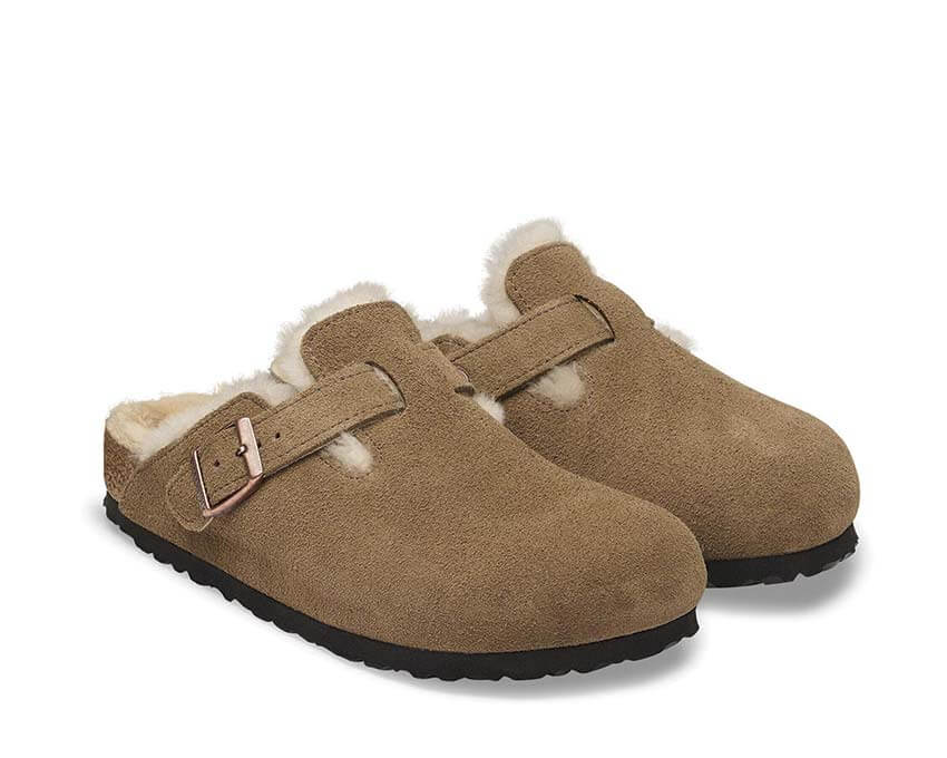 Birkenstock Boston Shearling Suede Leather "Dark Tea"