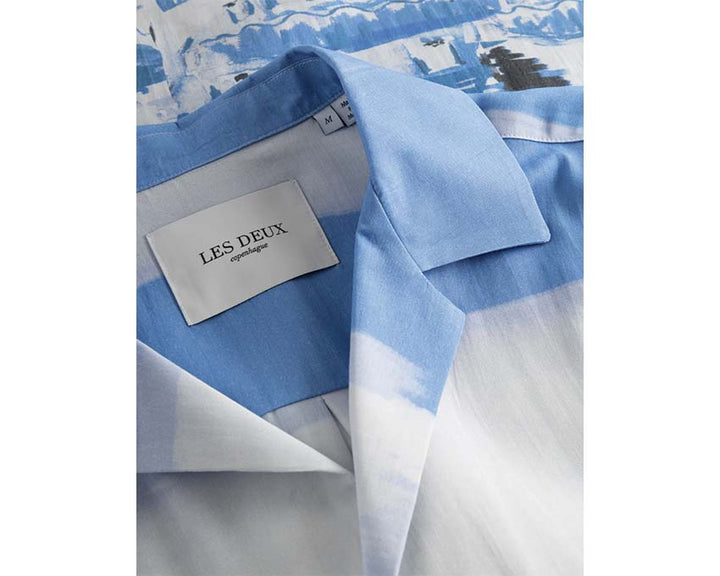 Les Deux T-shirt Lyons Garçon Crag Stone Washed Denim Blue LDM401079