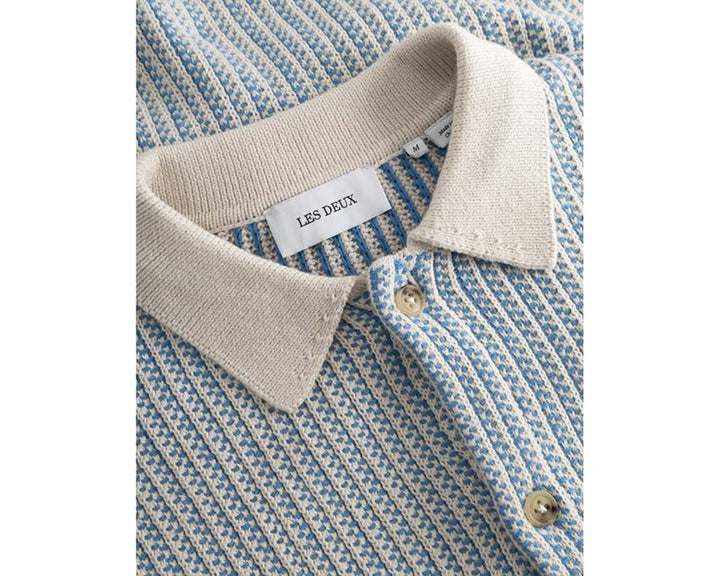Les Deux piqué cotton polo shirt Blau Washed Denim LDM310127