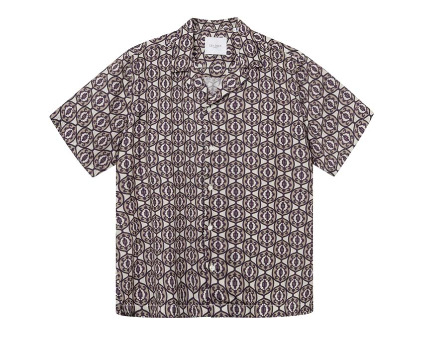 Les Deux Ornament AOP Tencel Shirt Ivory / Dark Sand 215810