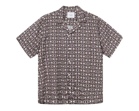 Les Deux Ornament AOP Tencel Shirt Ivory / Dark Sand 215810