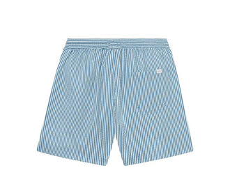 Les Deux Stan Stripe Seersucker Swim Shorts Denim vue latérale — seersucker rayé
