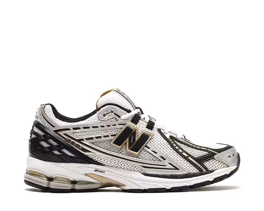 the great white by new balance and shoe palace is a homage to the predator of the ocean Metallic Silver / Metallic Gold M1906RA