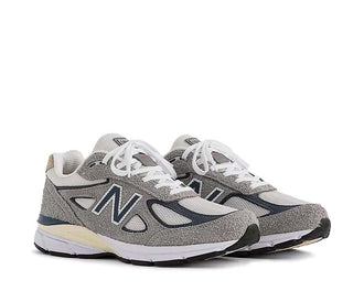 New Balance 990v4 Made in USA Marblehead vista laterale — profilo classico grigio chiaro