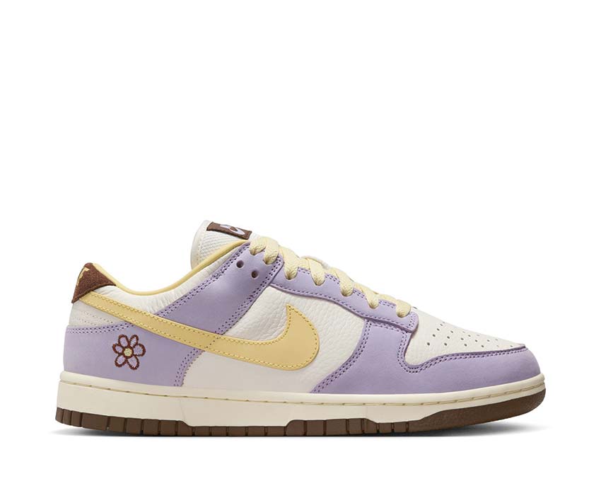 the Nike Air Jordan 1 High OG Court Purple Prm W Lilac Bloom / Soft Yellow - Sail FB7910-500