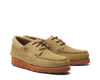Timberland 3 Eye Wedge VIBRAM Lace Up Beige vista lateral — perfil cuero liso