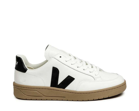 Veja V-12 Leather Extra White / Black - Dune XD0203640B