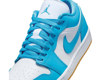 Air Jordan 1 Low Powder Blue White side view — white powder blue leather women's