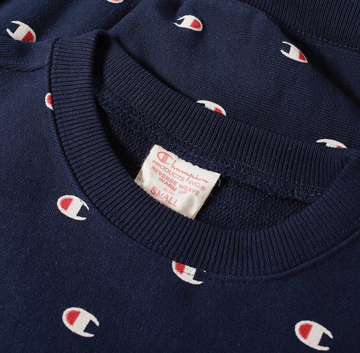 Champion All Over Embroidered Crew Sweat Navy