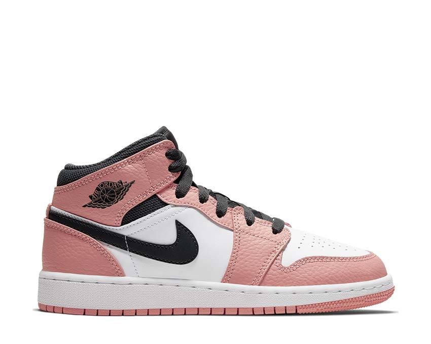 Air Jordan 1 Mid Pink Quartz / DK Smoke Grey - White 555112-603