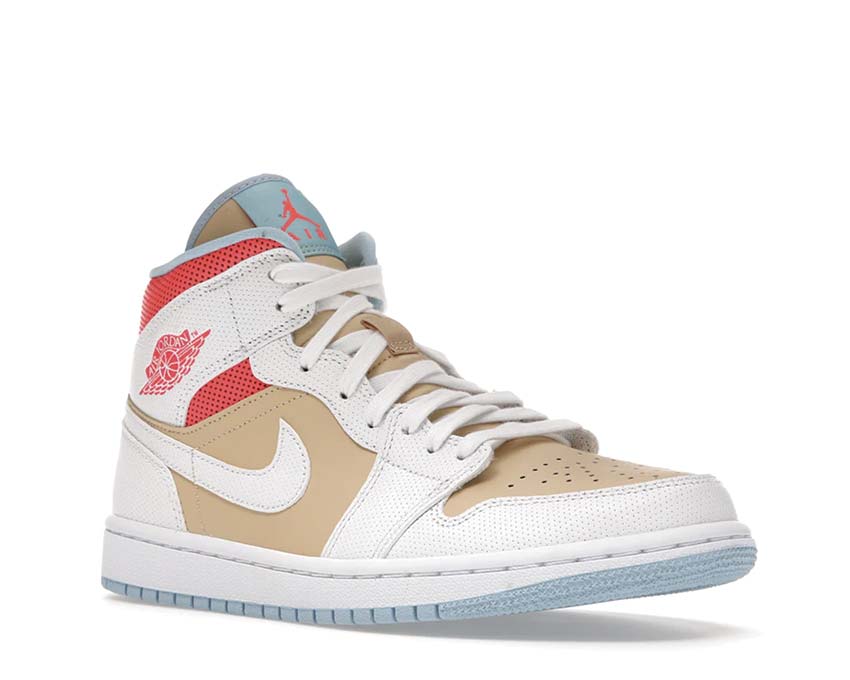 Air Jordan 1 Mid SE Sesame / White - Flash Crimson - Psychic Blue CZ0774-200