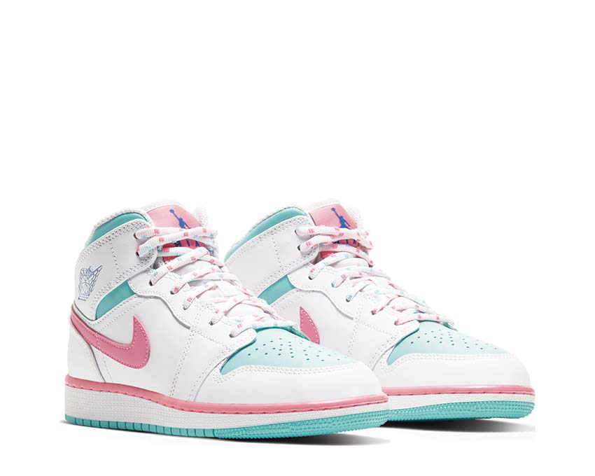 Air Jordan 1 Mid White / Digital Pink - Aurora Green - Soar 555112-102