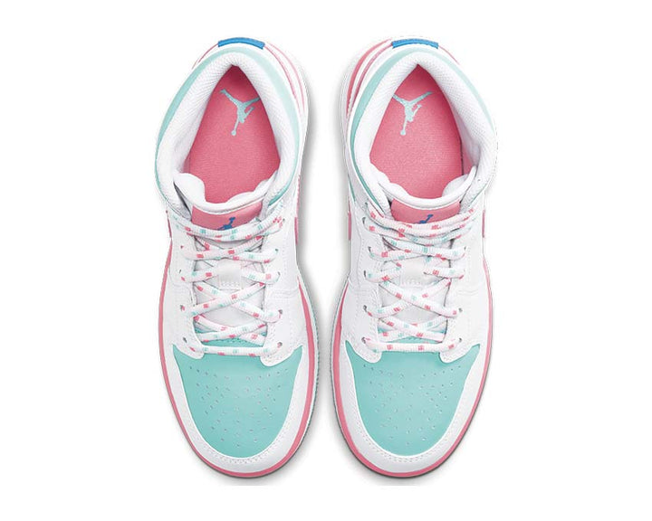 Air Jordan 1 Mid White / Digital Pink - Aurora Green - Soar 555112-102