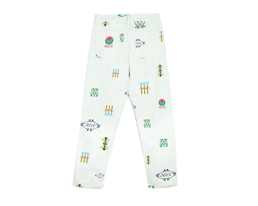 Arte Jean Logo Pants White Printed AW21-111P