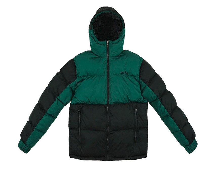 Arte Joey Double Puffer Green Black AW21-096J