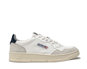 Autry Medalist Low Suede White/Blue — men's sneaker in premium suede
