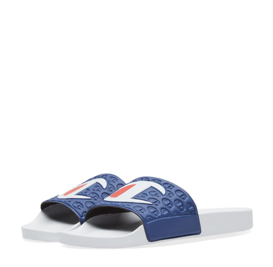 Champion Logo Slide White Navy S20690 S18 BS036