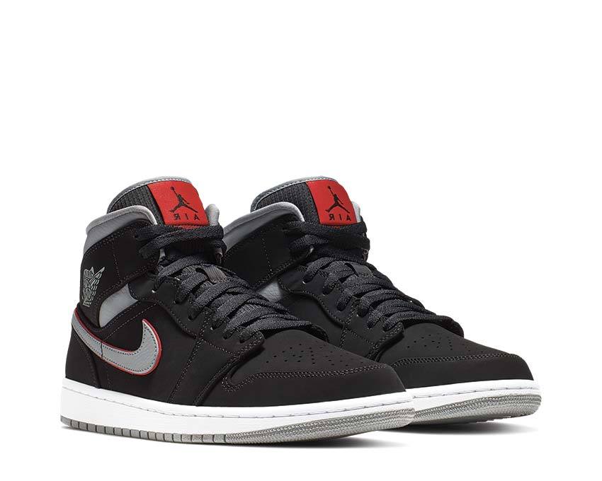 Jordan 1 Mid Black / Particle Grey - White - Gym Red 554724-060