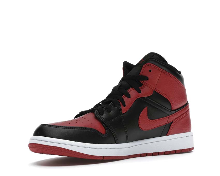 Jordan 1 Mid Black / University Red  - Black - White 554724-074