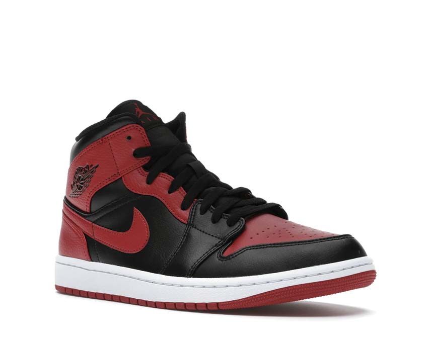 Jordan 1 Mid Black / University Red  - Black - White 554724-074