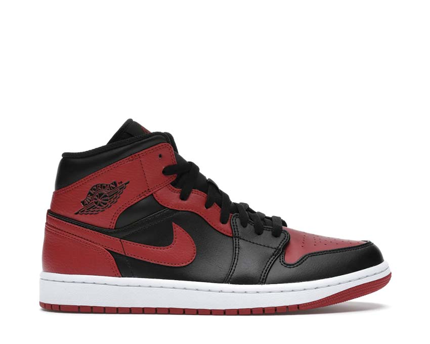 Jordan 1 Mid Black / University Red  - Black - White 554724-074