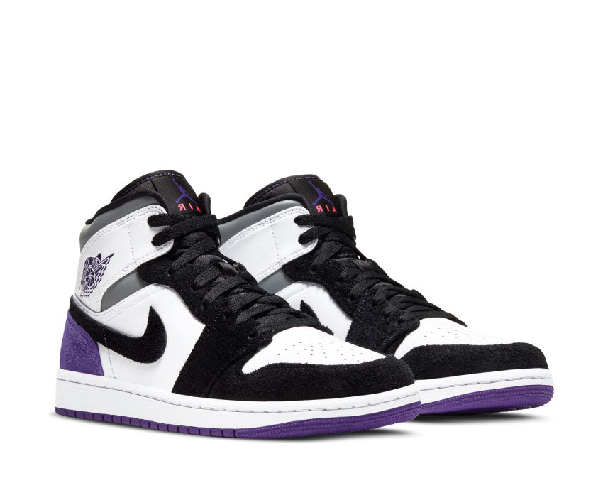  Jordan 1 Mid SE White / Black - Light Solar Flare Heater - Varsity Purple 852542 105