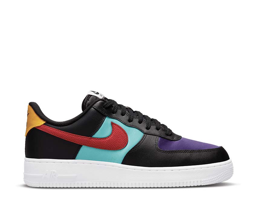 nike air force 1 07 lv8 emb black gym red washed teal court purple dh7436 001