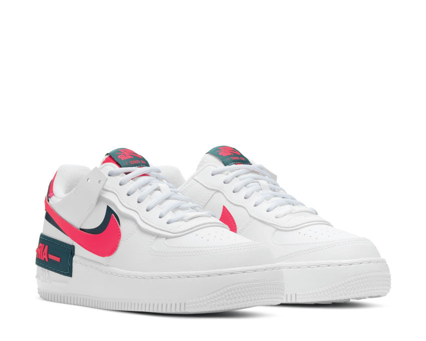 Nike Air Force 1 Shadow White / Dark Teal Green - Solar Red - White DB3902-100