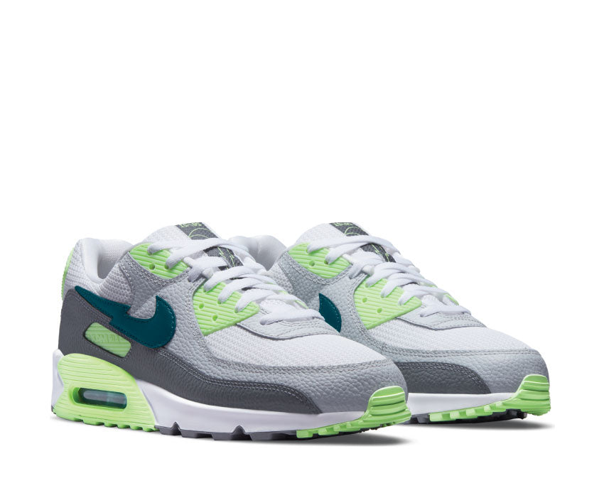 Nike Air Max 90 White / Aquamarine - Lime Glow - Off Noir DJ6897-100