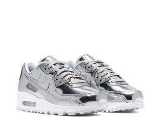 Nike Air Max 90 W SP Metallic Silver vue latérale — mesh synthétique argenté