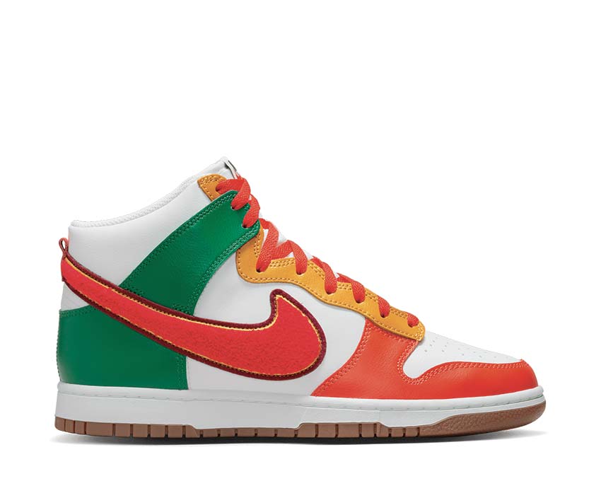 Nike Dunk HI Retro University White / Habanero Red - Team Red - Malachite DR8805-100