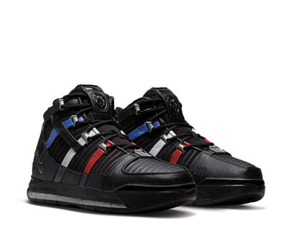 Nike Zoom LeBron 3 Nero Metallic Silver vista laterale — pelle sintetica LeBron